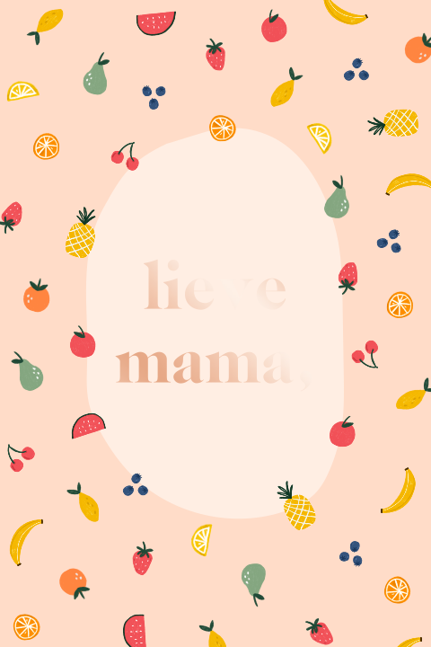 Wenskaart moederdag fruit patroon