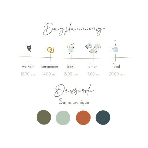 Dagplanning en dresscode kaartje