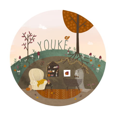 Geboortekaartje herfst illustratie baby kamer