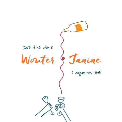 Save the Date kaart met wijnillustratie