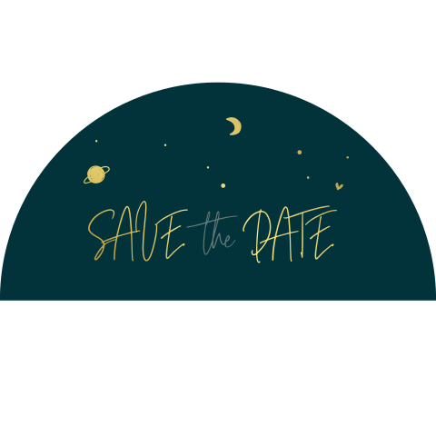 Save the date halve cirkel heelal