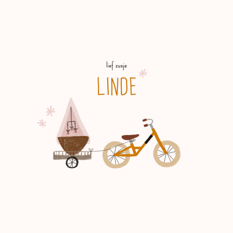 Geboortekaartje zusje fietsje wiegje