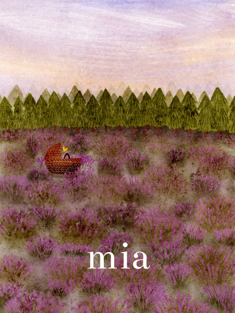 Poster nazomer heide zonsondergang bos lila 30x40 cm