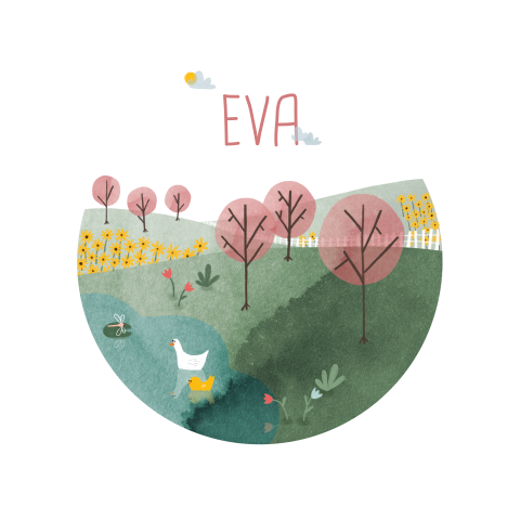 Geboortekaartje waterverf bloesemboom lente