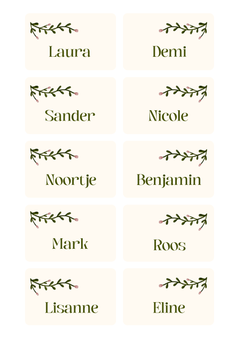Naamkaartjes met botanische illustratie