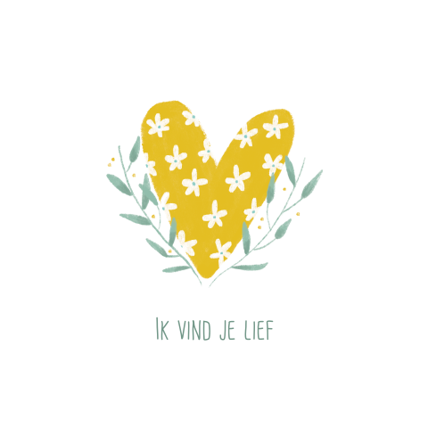 Wenskaart hart bloemen