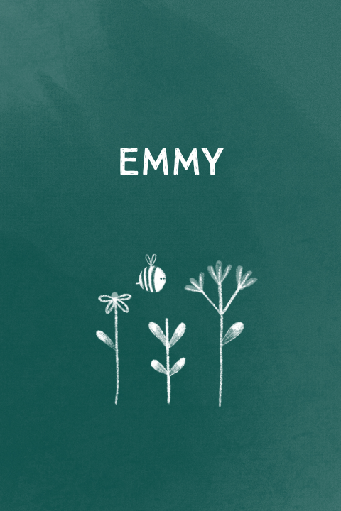 Geboortekaartje Krijtbord bloemen