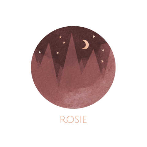 Geboortekaartje bergen maan roségoudfolie