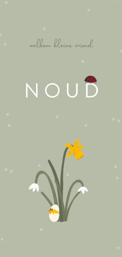 Geboortekaartje lente narcis sneeuwklokje