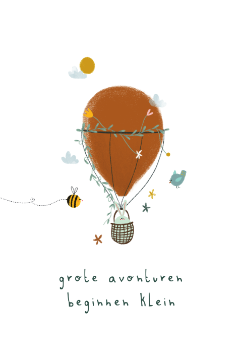 Poster ballon grote avonturen beginnen klein