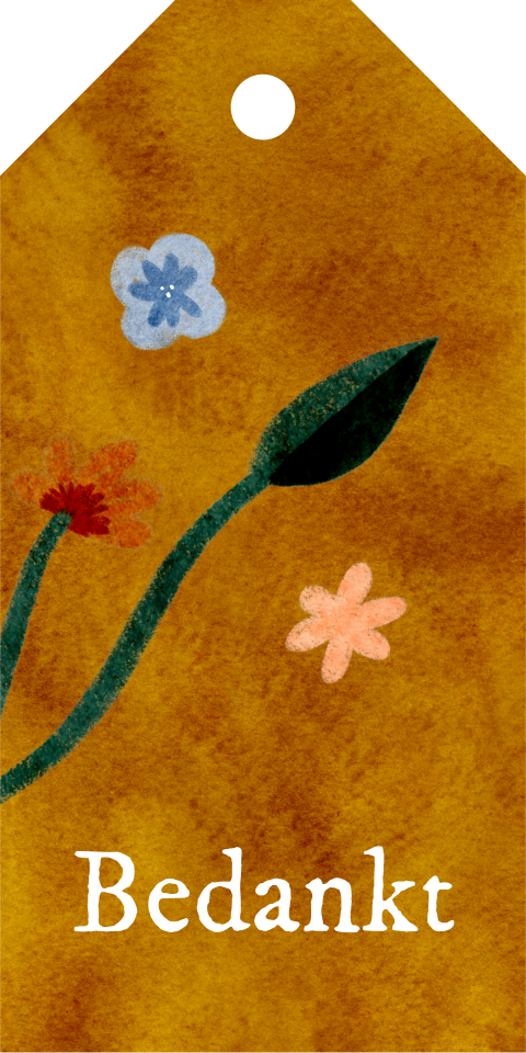 Trouw bedankje label waterverf bloemen | 18 stuks