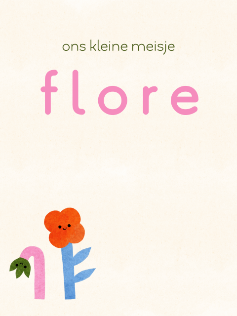 Geboorteposter bloem vrolijke kleuren minimalistisch