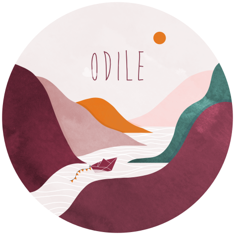 Geboortekaartje cirkel bergen bootje meisje