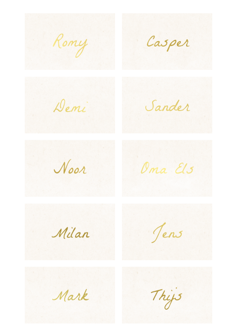 Naamkaartjes minimalistische stijl goudfolie