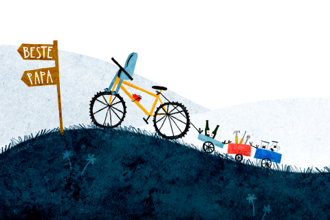 Wenskaart vaderdag mountainbike