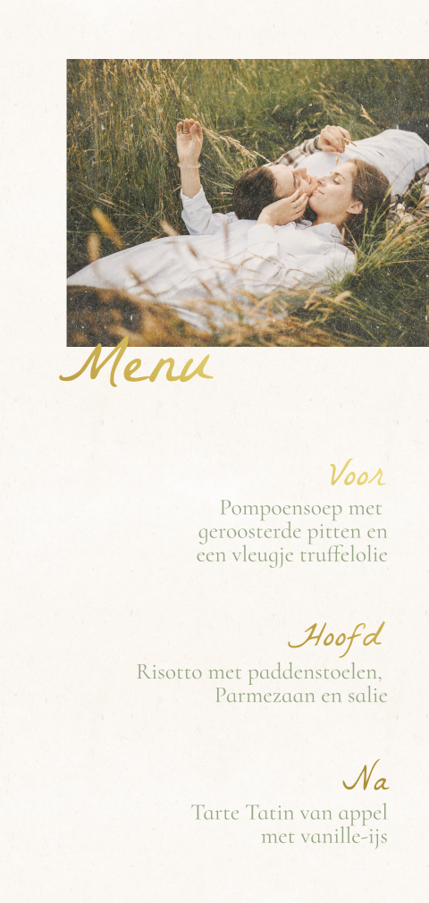 Menukaart met foto en minimalistische stijl