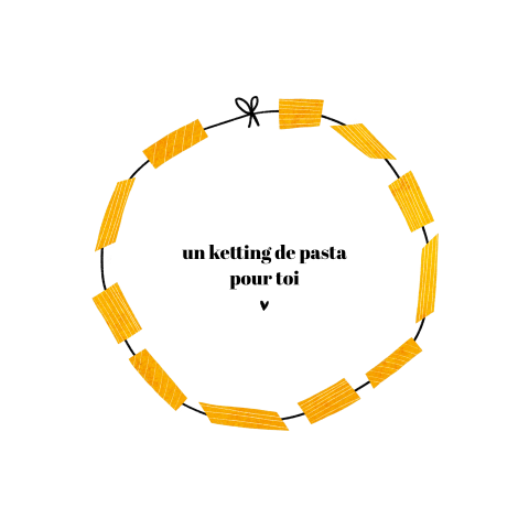 Wenskaart moederdag pasta macaroni ketting