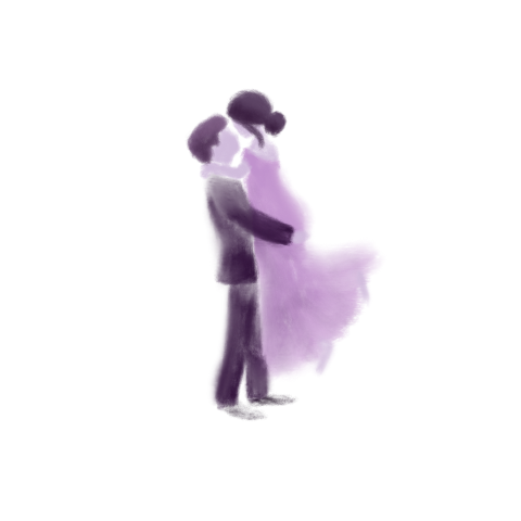 Sluitzegel trouw bruidspaar paars | 25 stuks