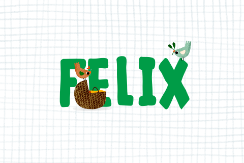 Geboortekaartje minimalistisch grafisch vogeltje letters wiegje