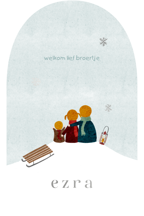 Geboortekaartje boogvorm winter grote broer zus