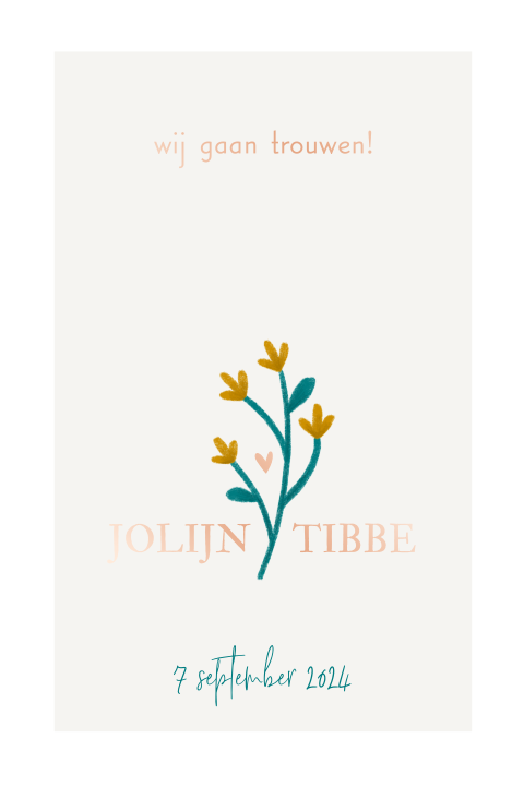 Trouwkaart minimalistisch plantje