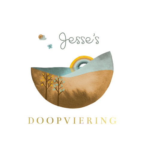 Doopkaartje landschap regenboog