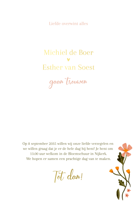 Insteekkaart, behorend bij insteekmapje Bloem