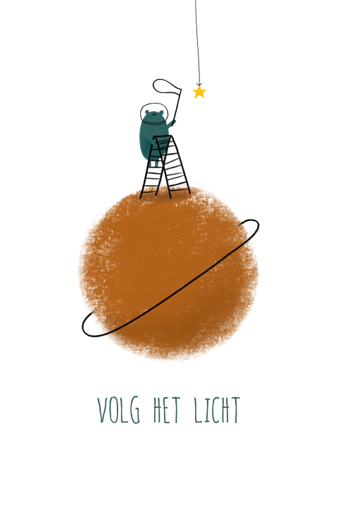 Kerstkaart wenskaart beertje licht ster