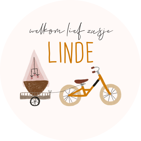 Raamsticker fietsje kar wiegje meisje