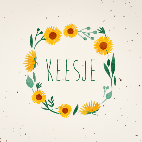 Geboortekaart duurzaam papier zonnebloemen krans