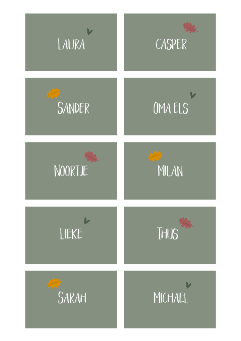 Naamkaartjes minimalistisch herfst