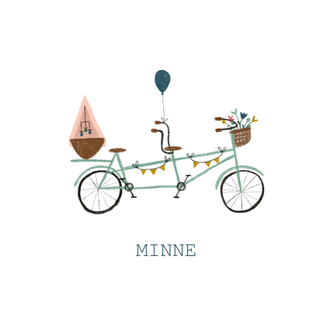 Geboortekaartje Fiets tandem meisje