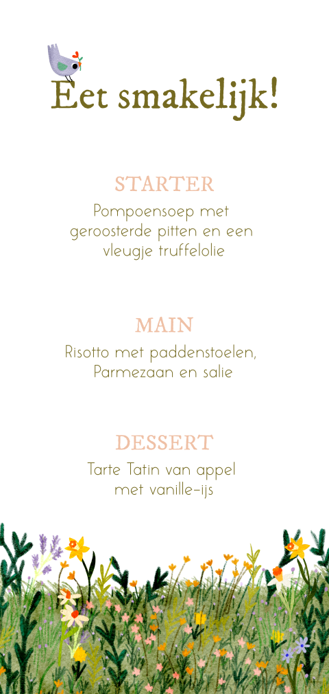 Menukaart lente bloemen