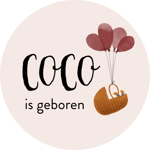 Raamsticker mandje ballonnen baby