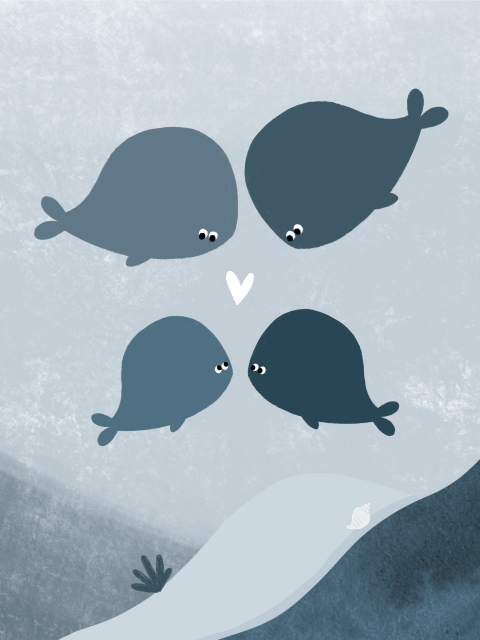 Geboorteposter zee walvis blauw