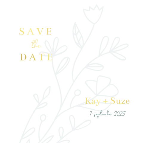 Save the date minimalistisch goudfolie bloemen