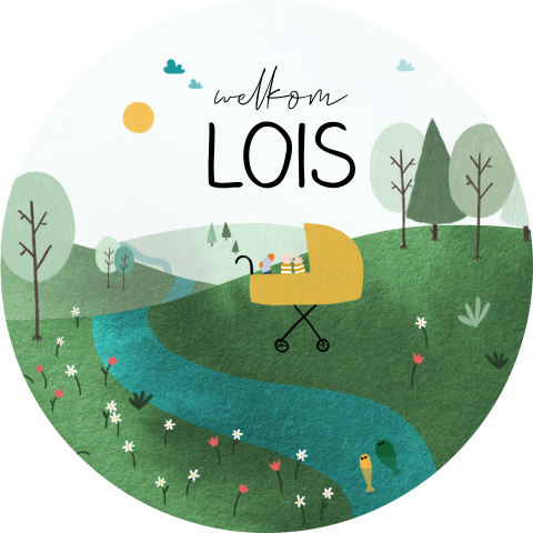 Raamsticker landschap kinderwagen