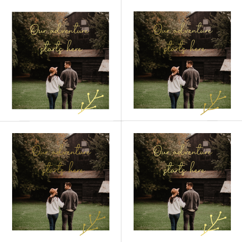 Fotostrip vierkant vier foto's trouwkaart