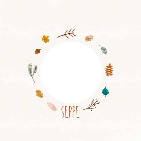 Geboortekaartje uitgesneden rondje vosje herfst