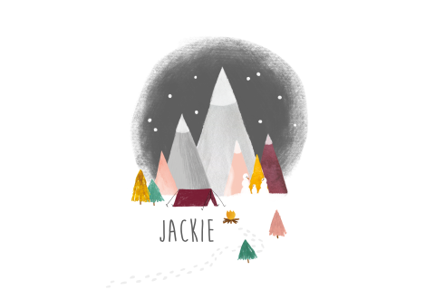 Geboortekaartje Winternacht bergen sneeuw