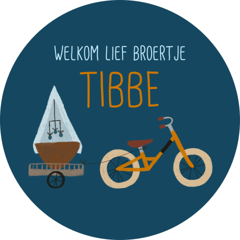 Raamsticker fietsje kar wiegje jongen