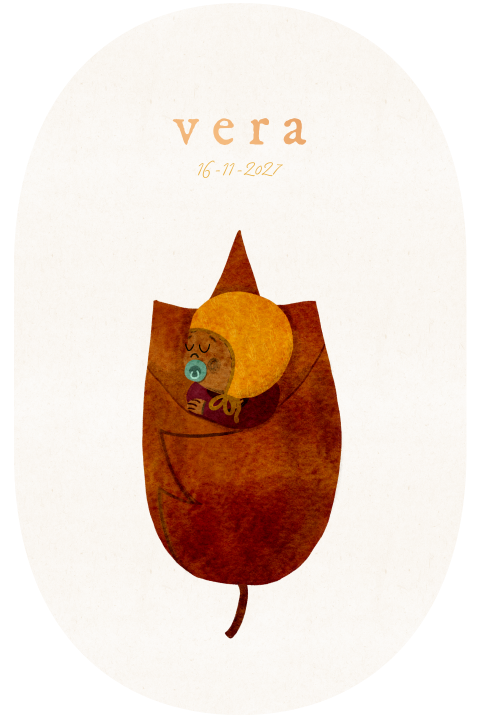 Geboortekaartje minimalistisch wikkeldoek herfst baby