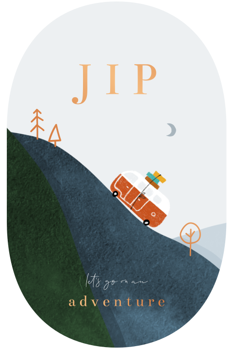 Geboortekaartje avontuur camper busje natuur bomen