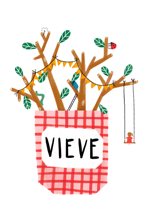 Geboortekaartje bloempot slingers schommel meisje