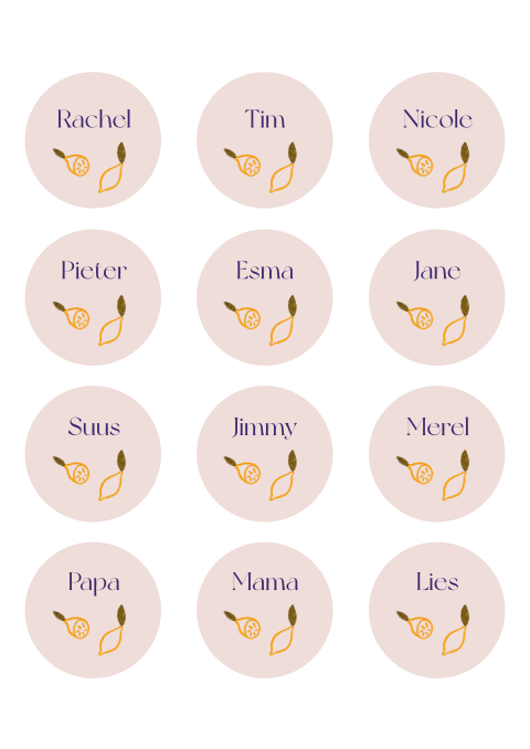 Ronde naamkaartjes met citroentje