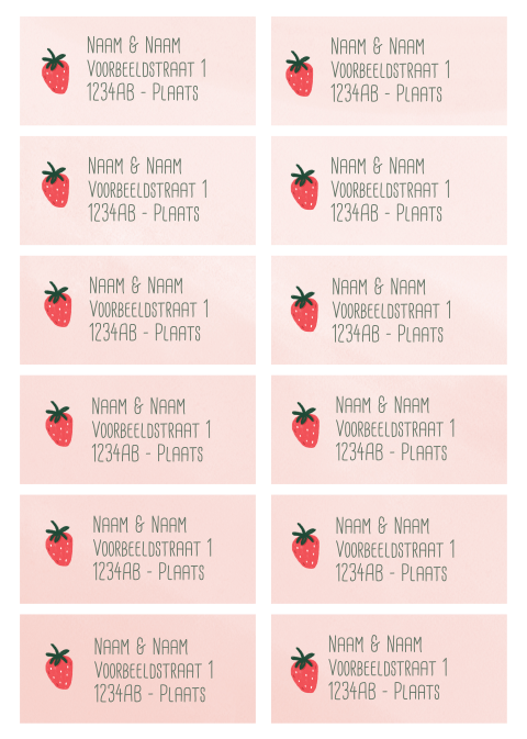Adressticker aardbei | 97 x 45 mm