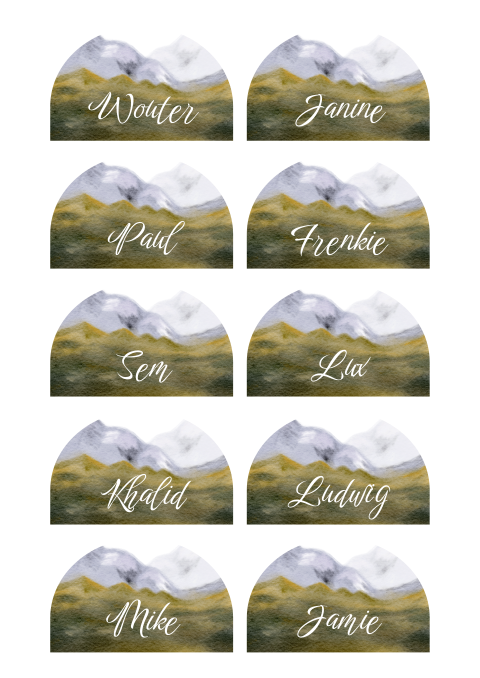 Naamkaartjes berglandschap