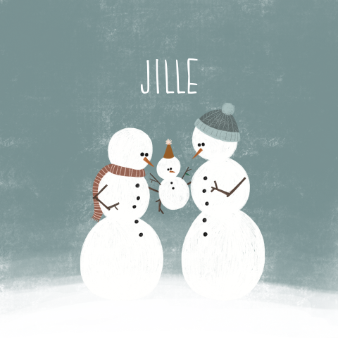 Geboortekaartje winter sneeuwpoppen
