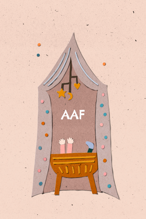 Geboortekaartje papier wiegje hemeltje meisje