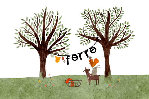 Geboortekaartje waslijntje bosdiertjes bomen